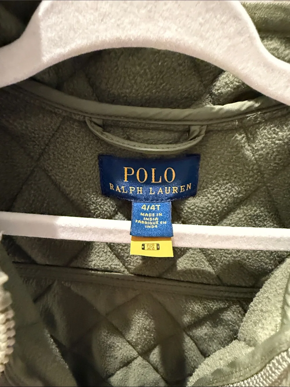 Ralph Lauren Kids Quilted Olive Vest with Orange Polo Logo